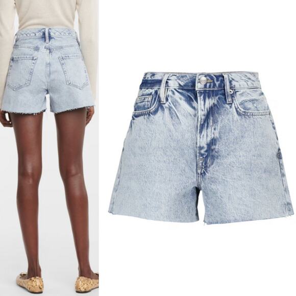 Frame Le Simone Richlake High-Rise Denim Shorts Sz‎ 28" Chic Distressed Summer - Picture 1 of 9